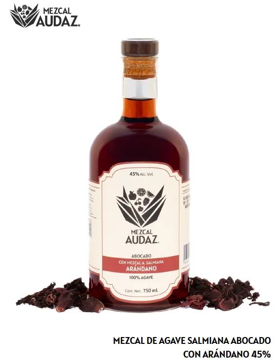 Mezcal Audaz, Mezcal de Agave Salmiana Abocado con Arándano 45%