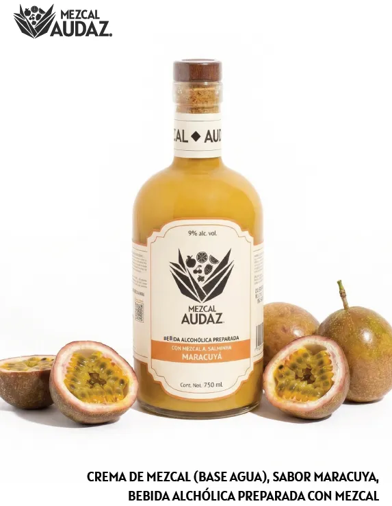 Mezcal Audaz, Bebida alchólica preparada con Mezcal, Sabor Maracuyá