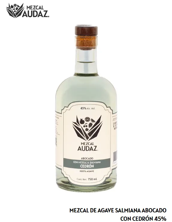 Mezcal Audaz, Mezcal de Agave Salmiana Abocado con Cedrón 45%